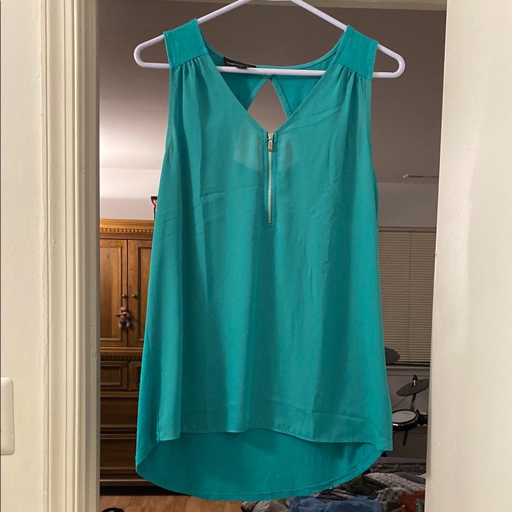 Blue V-Neck Sleeveless Tank Top